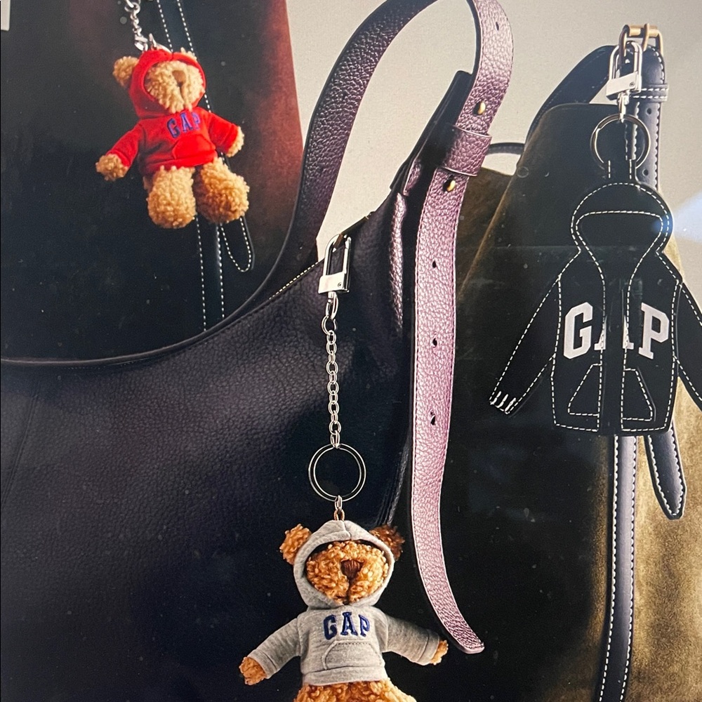 NWT GAP Red Hoodie Plush Bear Bag Charm - Picture 3 of 16
